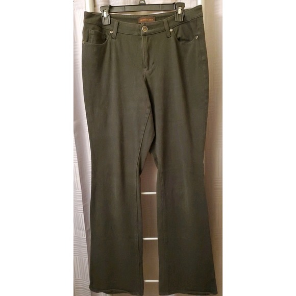 Coldwater Creek Army‎ Green Pants Womens L 10 Stretch Cotton Straight Leg - Picture 1 of 10